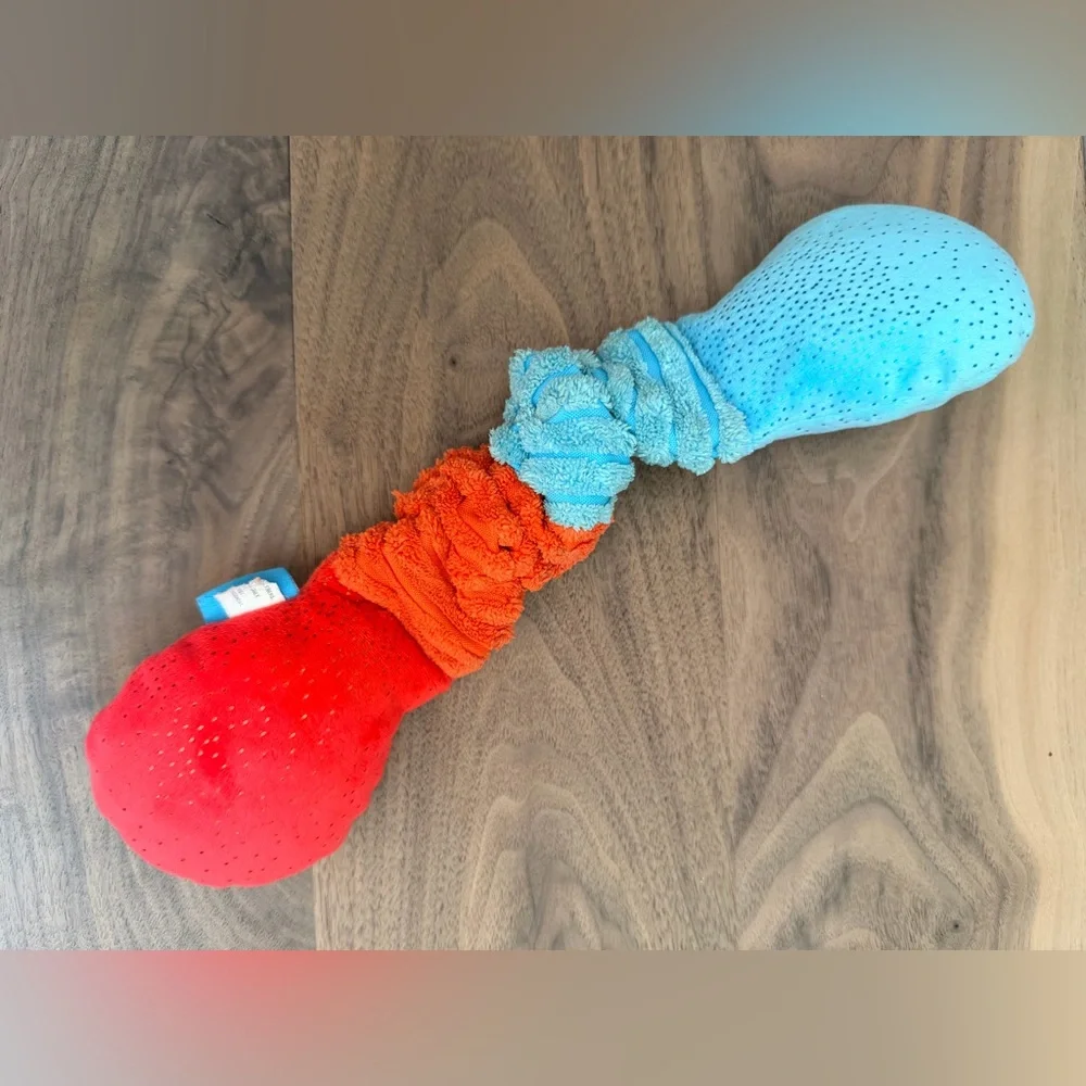 BarkBox Small Dog Plush Squeaky Toys Set Bear + Crinkle Worm